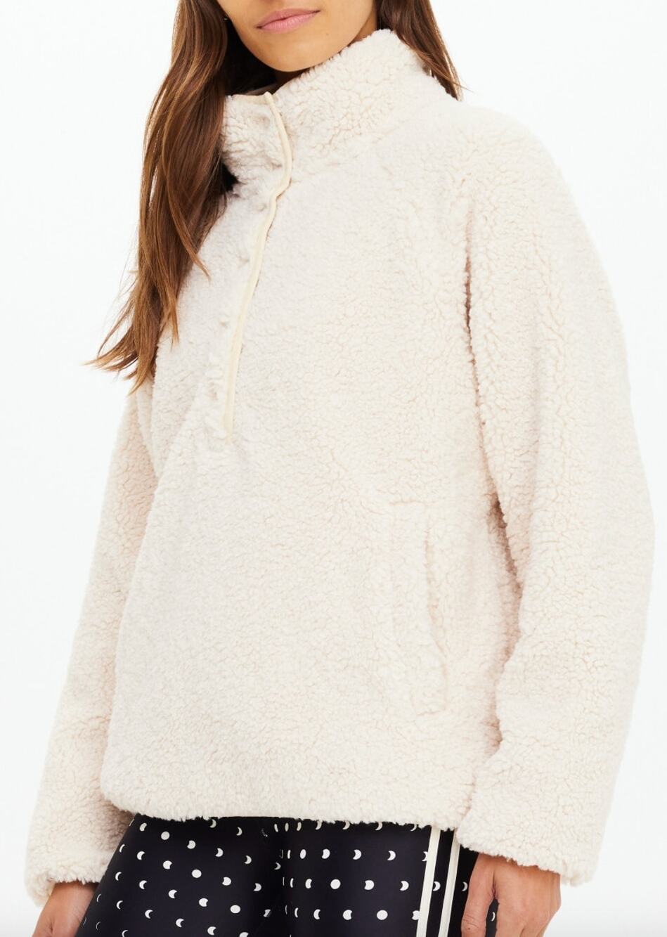 The Upside Harlow Fleece Cream Pullover Teddy Jacket Small- Cozy, Winter, Lounge
